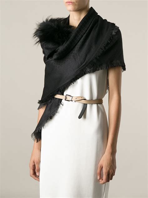 gucci scarf womens price|Gucci scarf with fur trim.